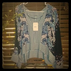 Free People Black Combo Blouse